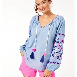 Lilly Pulitzer Keela top in Bluebell Chambray XL
